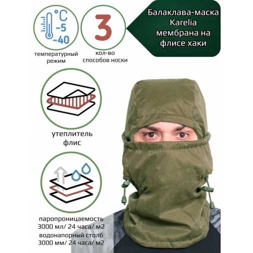 Балаклава-маска Keotica Karelia Edition мембрана на флисе хаки